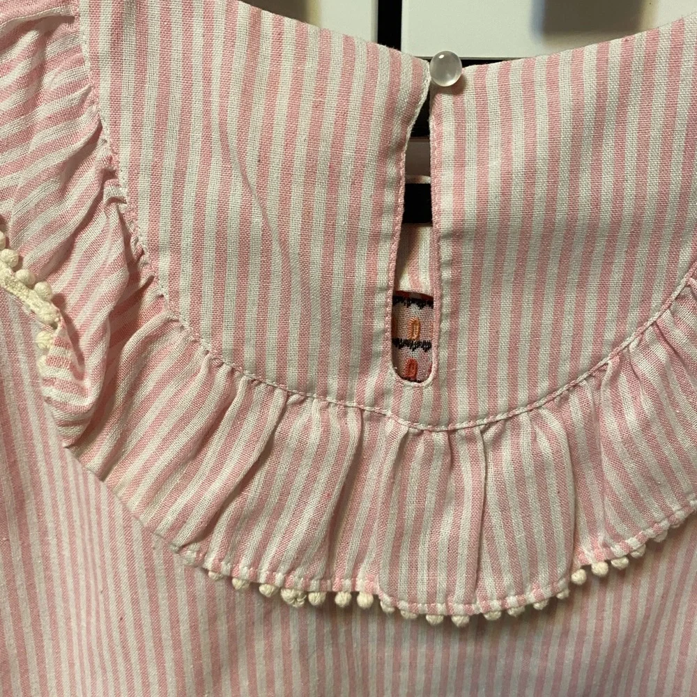 THML Pink Striped Embroidered Ruffle Top - Picture 3 of 9